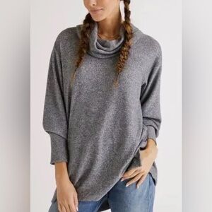 Anthropologie Maeve Knit Cowl Neck dress/ long sweater/ tunic. Grey. XL